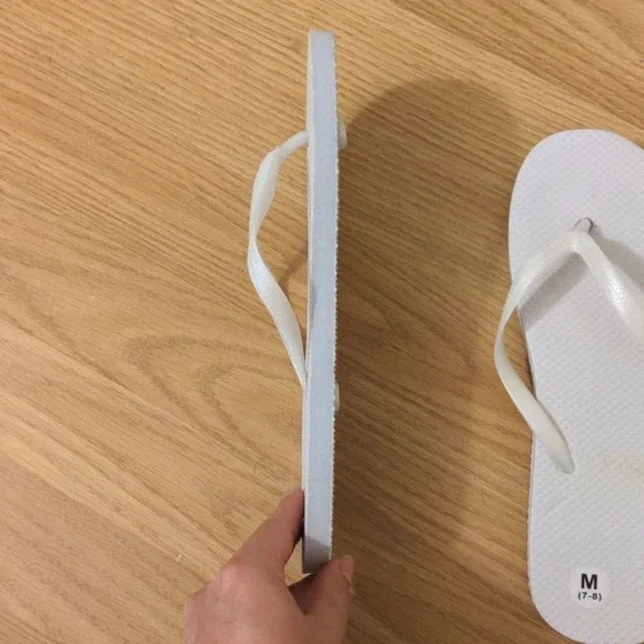 White/Light Gray Flip  Flops - Picture 5 of 8